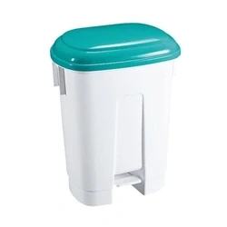 Image of Derby 60 Litre White/Green Plastic Pedal Bin