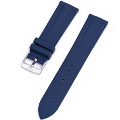 Image of Max T Shape Fluororubber (FKM Rubber) Watch Strap and Smartwatch with Stainless Steel Buckle Quick Release Replacement Bands 20mm 22mm (20mm, Blue)