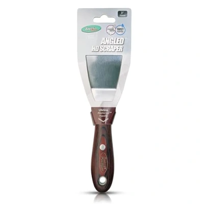 Image of Axus Decor S Edge Angled Scraper (Grey Series) Wallpaper for Removing Paint and Wallpaper, Professional &amp; DIY Projects, Stainless Steel Blade Ergonomic Aleetwood Handle, 3 Inch/ 75mm