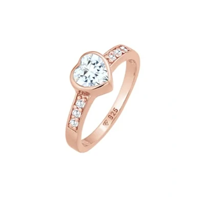 Image of Elli Ring Ladies Heart Symbol Engagement with Zirconia Crystals in 925 Sterling Silver