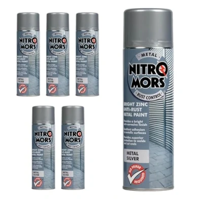 Image of Nitromors Bright Zinc Aerosol Spray Paint Anti Rust 3000ml (x6 Pack)