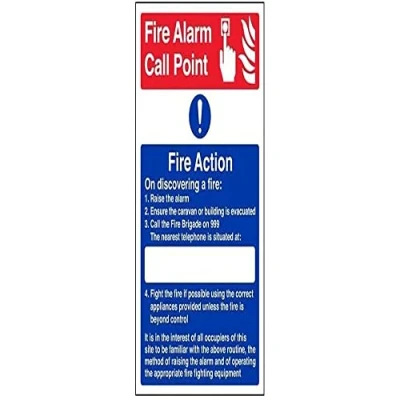 Image of V Safety Caravan Site Fire Action Sign 210mm x 297mm (A4) 1mm Rigid Plastic