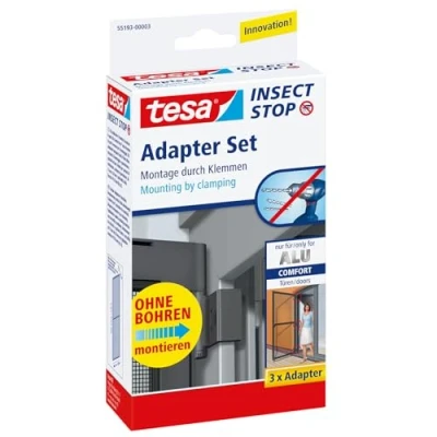 Image of tesa Insect Stop Door Adapter ALU COMFORT for Mounting the Screens Without Drilling 13 to 20 mm Window Frames White