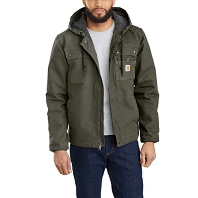 Image of Carhartt Men&#039;s Relaxed Fit Washed Duck Sherpa lined Utility Jacket, Green (moss), M