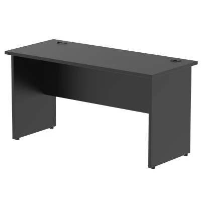 Image of Impulse 1400x600mm Straight Office Desk Black Top Panel End Leg