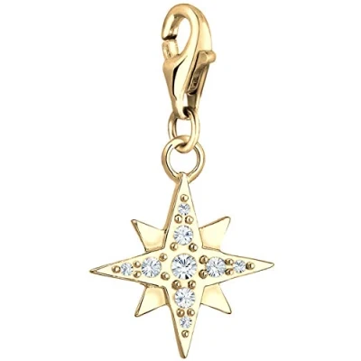 Image of Nenalina 0403122619 Star Charm Gold Plated 925 Sterling Silver for Women with Crystals, fits All Standard Bracelets