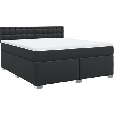Image of vidaXL Box Spring Bed with Mattress Black 180x200 cm Faux Leather