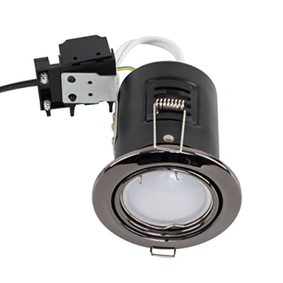 Image of MiniSun Fire Rated Black Chrome Tiltable GU10 Recessed Ceiling Downlight Complete with a 5w LED Bulb [3000K Warm White]
