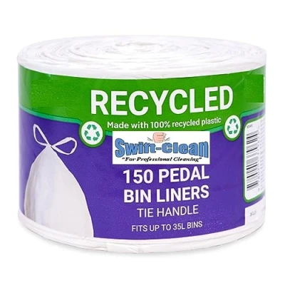 Image of Swift Clean® Recycled Tie Handle Pedal Bin Liners 35litre, 150 Pack