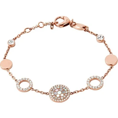 Image of Fossil Bracelet for Women , 19 cm + 2.5 extension Pink, Rose Gold Mother of Pearl, Stainless Steel Bracelet, JF01739791