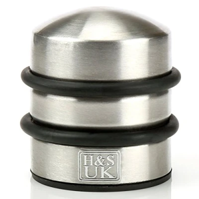 Image of H&amp;S 2.2lb Heavy Door Stop Non Scratch Stainless Steel Chrome Stoppers for Floor Portable Stopper Protection Indoors