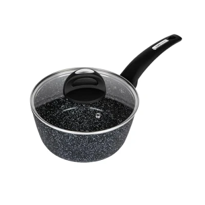 Image of 20cm Forged Non Stick Saucepan with Glass Lid Speckled Marble Effect, PFAO/PFAS Free, Induction Compatible, Dishwasher Safe