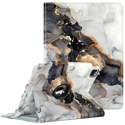 Image of FINTIE Rotating Case Compatible with iPad Pro 11 inch (2022/2021/2020/2018, 4th/3rd/2nd/1st Generation) 360 Degree Swiveling Stand Cover w/Pencil Holder, Auto Wake/Sleep, Cloudy Marble