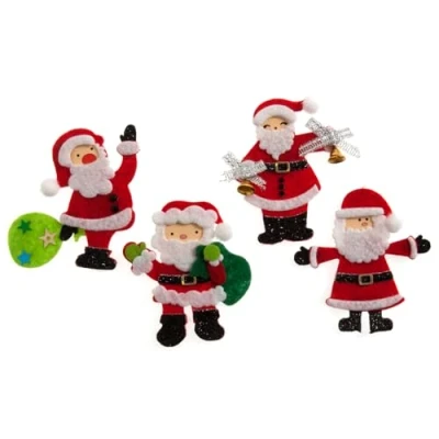 Image of Christmas Felt Craft Sticker Embellishment Self Adhesive Scrapbook Card (Santa x 4)