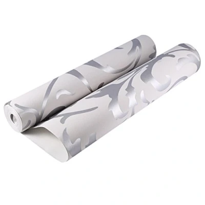 Image of Wallpaper,Living Room Wallpaper Wall Paper Roll Luxury Embossed Nonwoven Bedroom 3D Vertical Home Decor Silver for Living