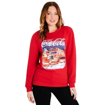 Image of Coca Cola Novelty Christmas Sweatshirt for Adults and Teens Fun Festive Gifts (Red, L)