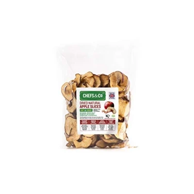 Image of CHEFS &amp; CO Dried Apple Slices 250g 100% Natural Whole Fruit Unpeeled Healthy Sweet Snack Seeds Removed No additives preservatives Added Sugar(SOFT CHEWY, 250 g (Pack of 1))