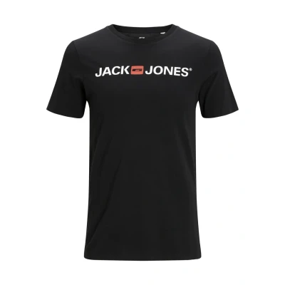 Image of JACK &amp; JONES Mens Corp Logo Crew Neck T Shirt Black Large