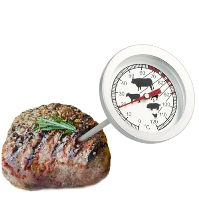 Image of com four® Roasting Thermometer Made of Stainless Steel Analog Meat up to 120 C Barbecue Needle 10 cm (001 Piece)