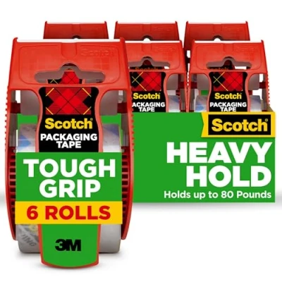 Image of Scotch Tough Grip Moving Packaging Tape with Dispenser, 6 ct. 1.88 in x 22.2 y (150 6)