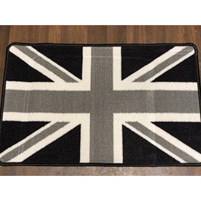 Image of Retro Rubber Backing Non Slip Union Jack Door Mat 50x80cm in Black
