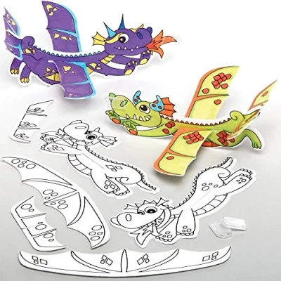 Image of Baker Ross Dragon Colour in Gliders Pack of 10, Chinese New Year Craft Kit, Crafts for Kids (AX108)