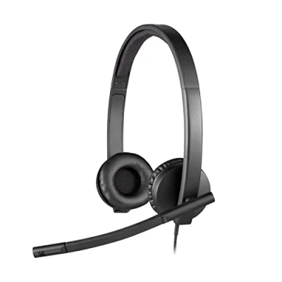 Image of Logitech H570e Wired Headset, Stereo Headphones with Noise Cancelling Microphone, USB, In Line Controls Mute Button, Indicator LED, PC/Mac/Laptop Black