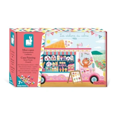Image of Janod Gourmet Mini Cane Sticking Set The Calm Workshops 3 Boards Child Craft Kit Fine Motor Skills and Concentration Learning from 7 Years Old J09105