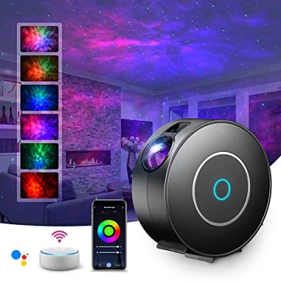 Image of SUPPOU LED WiFi Galaxy Projector, Smart Night Light Kids Adults 3D Star Projector with RGB Adjustment/Voice Control/WiFi/Timer Compatible Alexa Google Assistant for Room Decor