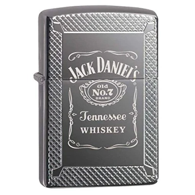 Image of Zippo Pocket Lighter, Metal, Armor Black Ice Whiskey Label, One Size