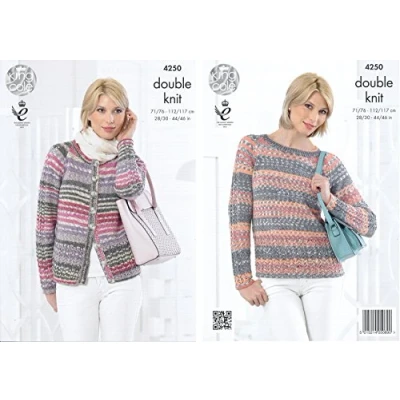 Image of King Cole Ladies Double Knitting Pattern Womens Lace Sleeve Cardigan &amp; Sweater Drifter DK (4250) by