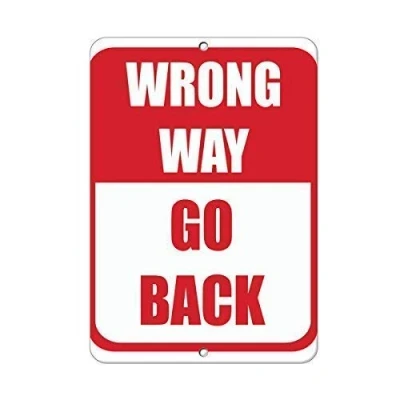 Image of Warning Sign Wrong Way Go Back Traffic Road Business 6X8 Inches Aluminum Metal Tin