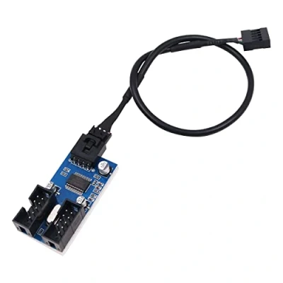Image of WANGCL 9pin USB 2.0 Header Splitter 1 to 2 Extension Hub Adapter Port Multiplier