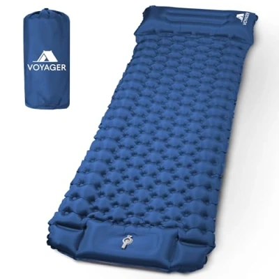 Image of Voyager Single Sleeping Pad Ergonomic Design Durable 40D Nylon + TPU Easy Inflation/Deflation Compact &amp; Lightweight Ideal for Camping, Hiking, and Outdoor Adventures Blue