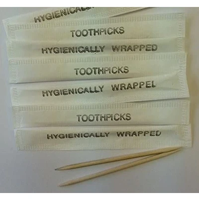 Image of Wooden Toothpicks Hygienically &amp; Individually Wrapped (1000)