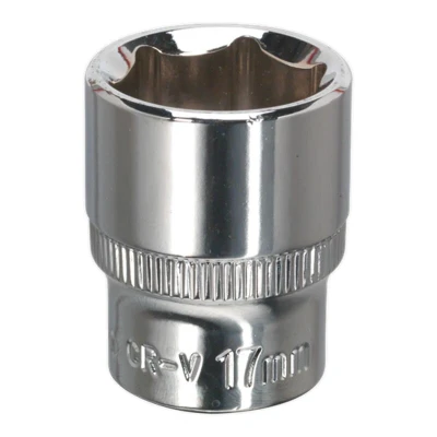Image of Sealey WallDrive Socket 17mm 3/8&quot; Square Drive Fully Polished