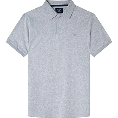Image of Hackett London Men&#039;s Pima Cotton Polo Shirt, 913light Grey Marl, XXL