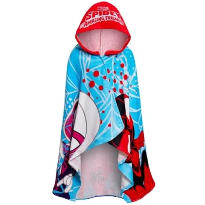Image of Marvel Spidey And His Amazing Friends Hooded Towel Spider Man Poncho Kids 100% Cotton Beach Bath Swimming Wrap