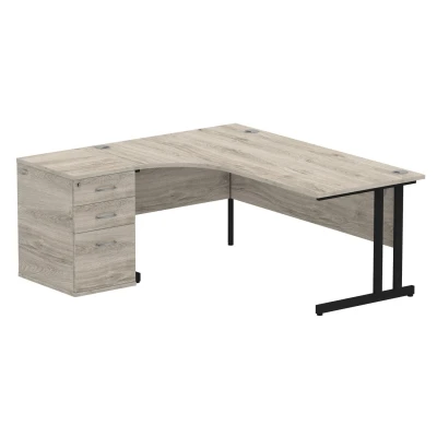 Image of Impulse 1800 L Crescent Desk Gy Oak Black Cantilever 600 High Ped