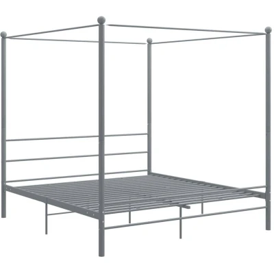Image of vidaXL Canopy Bed Frame without Mattress Grey Metal 200x200 cm