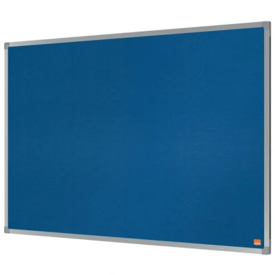 Image of Nobo Felt Noticeboard, 900 x 600 mm, Aluminium Trim, Corner Wall Mounting, Essence Range, Blue, 1915203