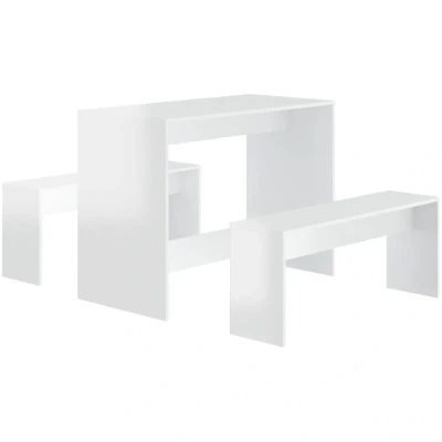 Image of vidaXL 3 Piece Dining Set High Gloss White Engineered Wood