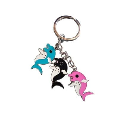 Image of Fat catz copy Multi Coloured Dolphins Sea Ocean Fish Enamel Metal Keyring