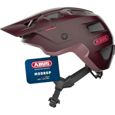 Image of ABUS MTB helmet MoDrop robust bike with good ventilation for mountain bikers individual fit unisex dark red, size M