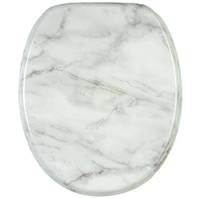 Image of Sanilo Toilet Seat, Stable Hinges, Easy to Mount, Wooden Seat Marble