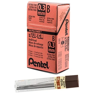 Image of Pentel 0.3 mm B Refill Lead (Pack of 12 Tubes, Leads per Tube)
