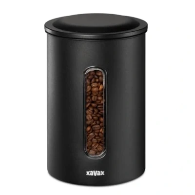Image of Xavax Stainless Steel Coffee Storage Canister (Coffee Canister, Large Capacity, Over 1kg of Coffee, Suitable for Any Food) Color Matte Black