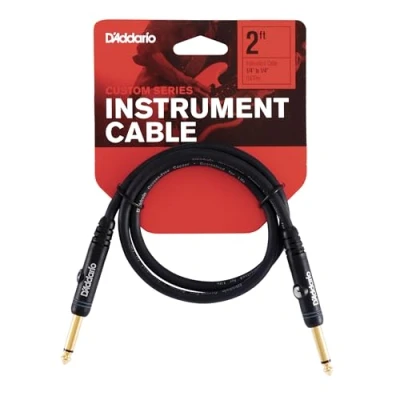 Image of D’Addario Accessories Custom Series Patch Guitar Cables Pedal Cable with ¼ Inch Ends Durable &amp; Reliable Instrument for Pedalboards Straight End, 2 feet