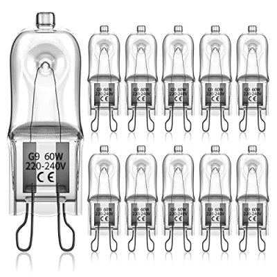 Image of Bonlux 10pack 60W G9 Halogen Bulbs Dimmable Warm White Capsule Bulbs,G9 for Cooking Lighting, Wax Lamp, RV Light, Chandelier and Ceiling Lights,220V 240V