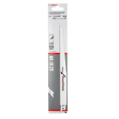 Image of Bosch Professional 5 pieces sabre saw Blade S 1111 DF Heavy for Wood and Metal (Length 225 mm, accessories)